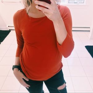 EILEEN FISHER 3/4 SLEEVE ORANGE TOP
